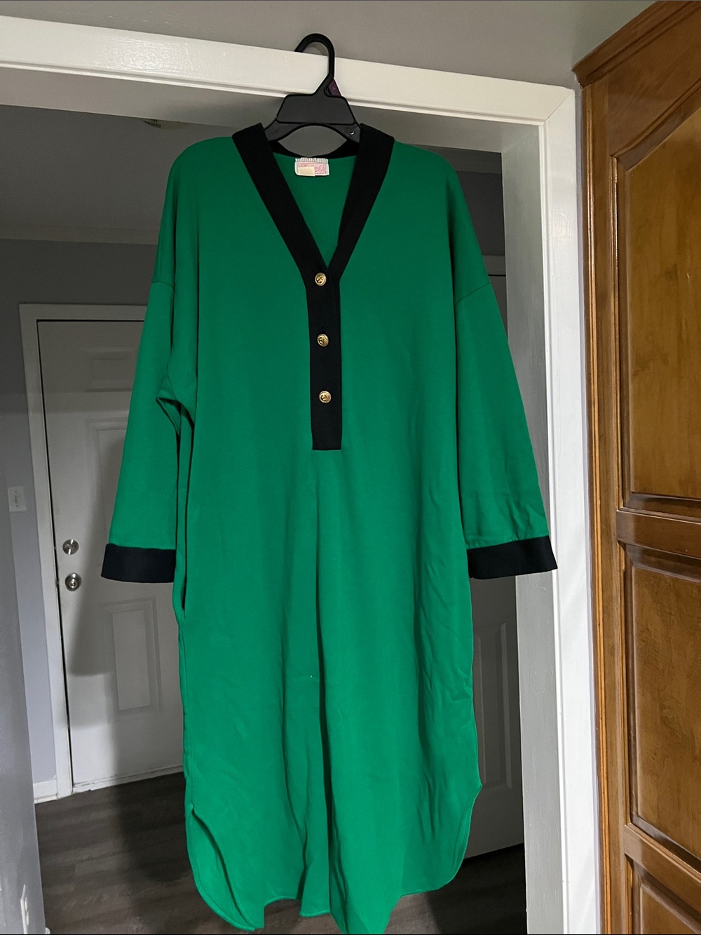 Women’s Green Robe with Black Trim